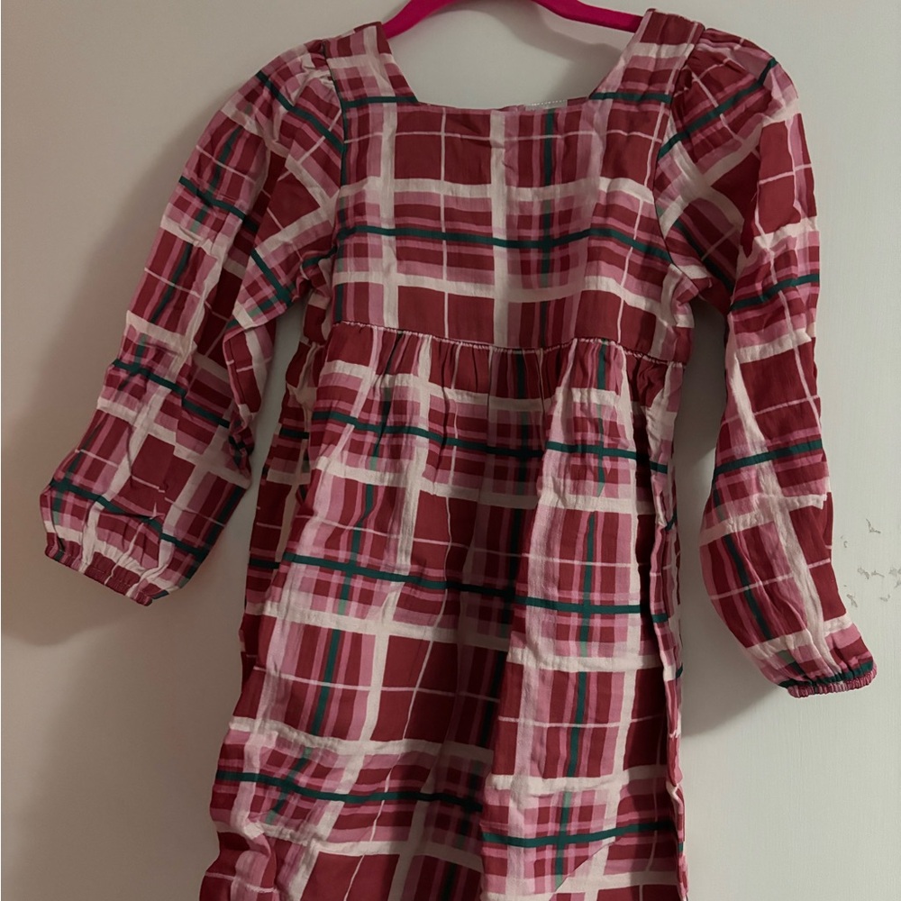 Plaid Kids Dress in Red and Pink